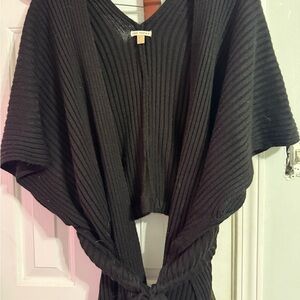 Free People Black Ribbed Poncho
